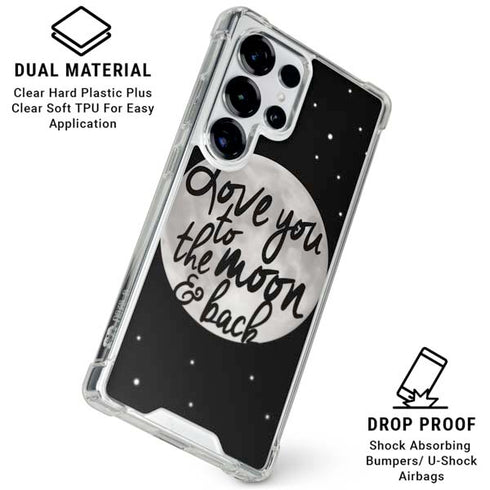 To The Moon And Back BW Galaxy S25 Ultra Clear Case